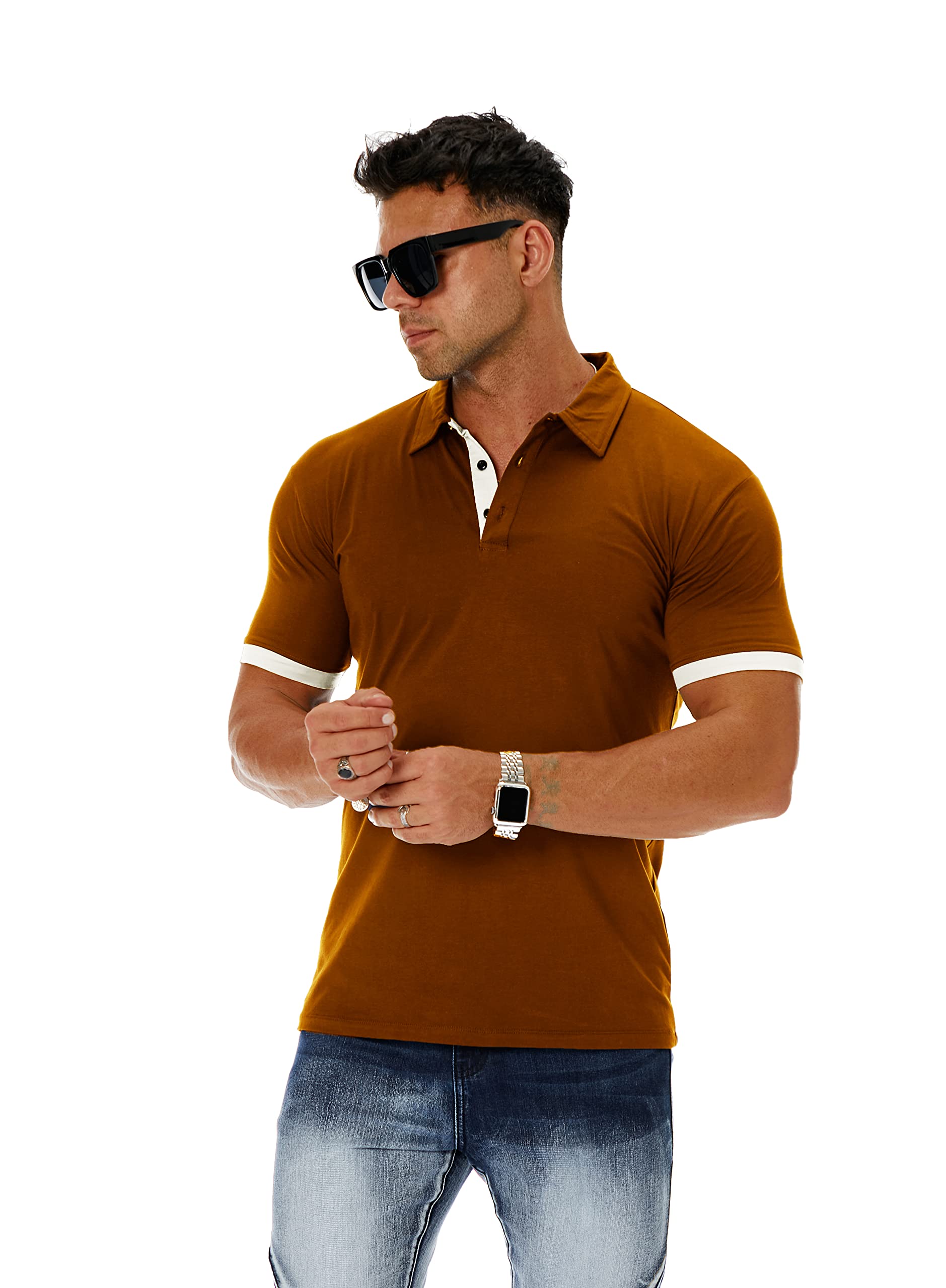 CNROS Men's Short & Long Sleeve Solid Polo T Shirt Slim Fit Casual Basic Design