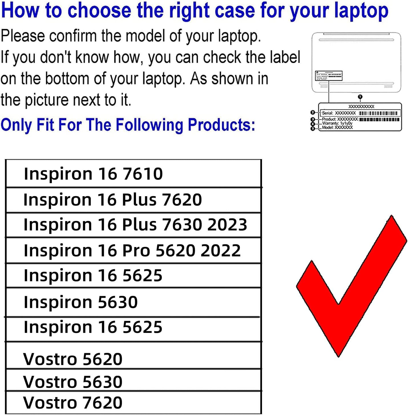 Case Cover for Dell Inspiron 16 Plus 7640 7630 7620 7610 Pro 5620 5630 5625 Case for Vostro 5630 5620 7620 Detachable 2 in 1 Notebook Sleeve (Black)