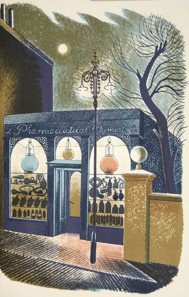 Gkazgqpr No Frame Famous Canvas With Picture Painting Artwork Pharmacy Illustration From 'High Street' By Eric Ravilious Canvas With Picture For Home Decor 60X90cm