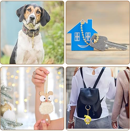 Vista 27 de SANNIX 100 cadenas de cuentas de bola, cadena de metal a granel para perro, cadena de bolas de 4.72 pulgadas con conectores para colgar decoración