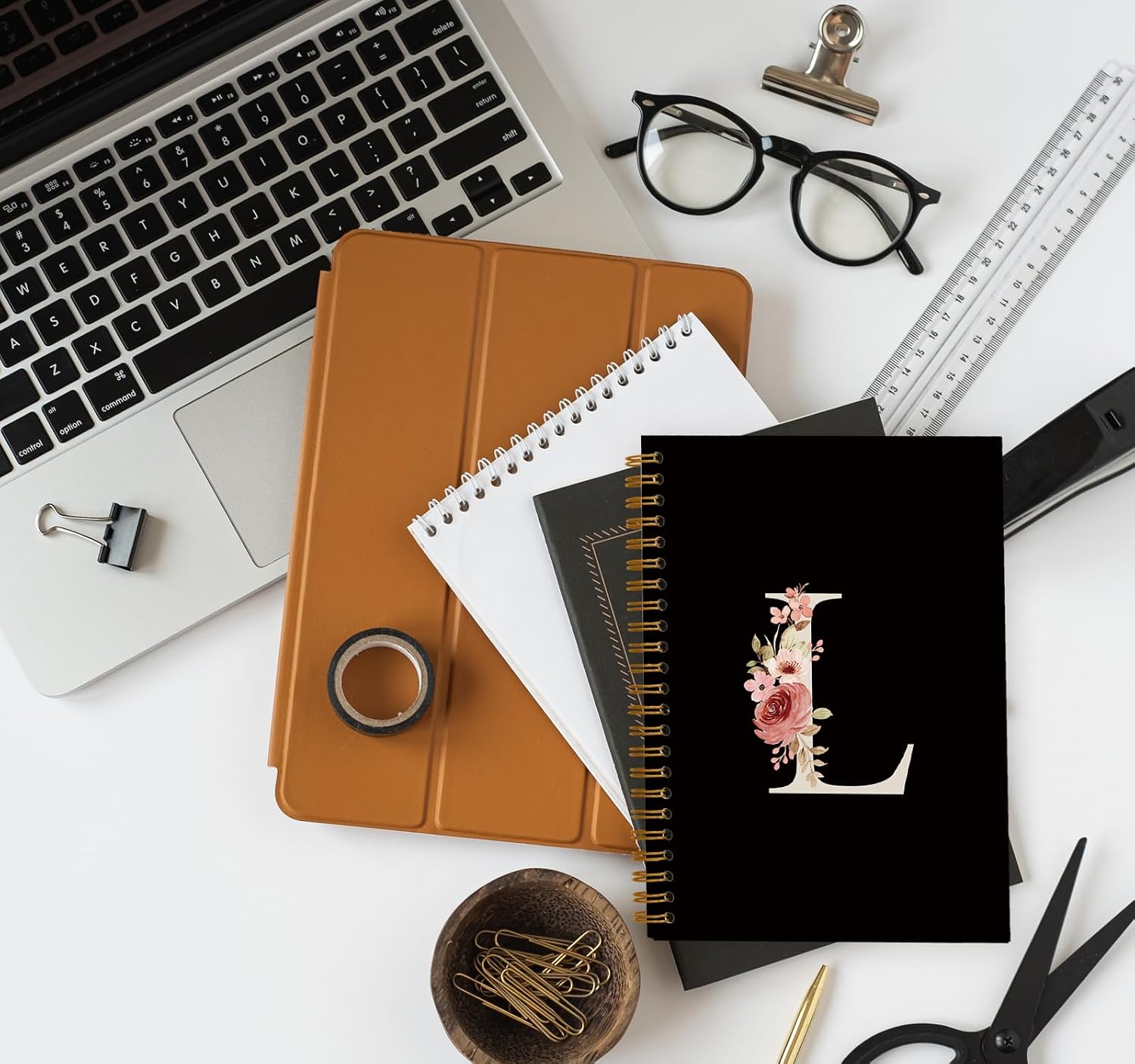OXW Personalized Black Initial L Notebook, Initial Gifts for Women image 5
