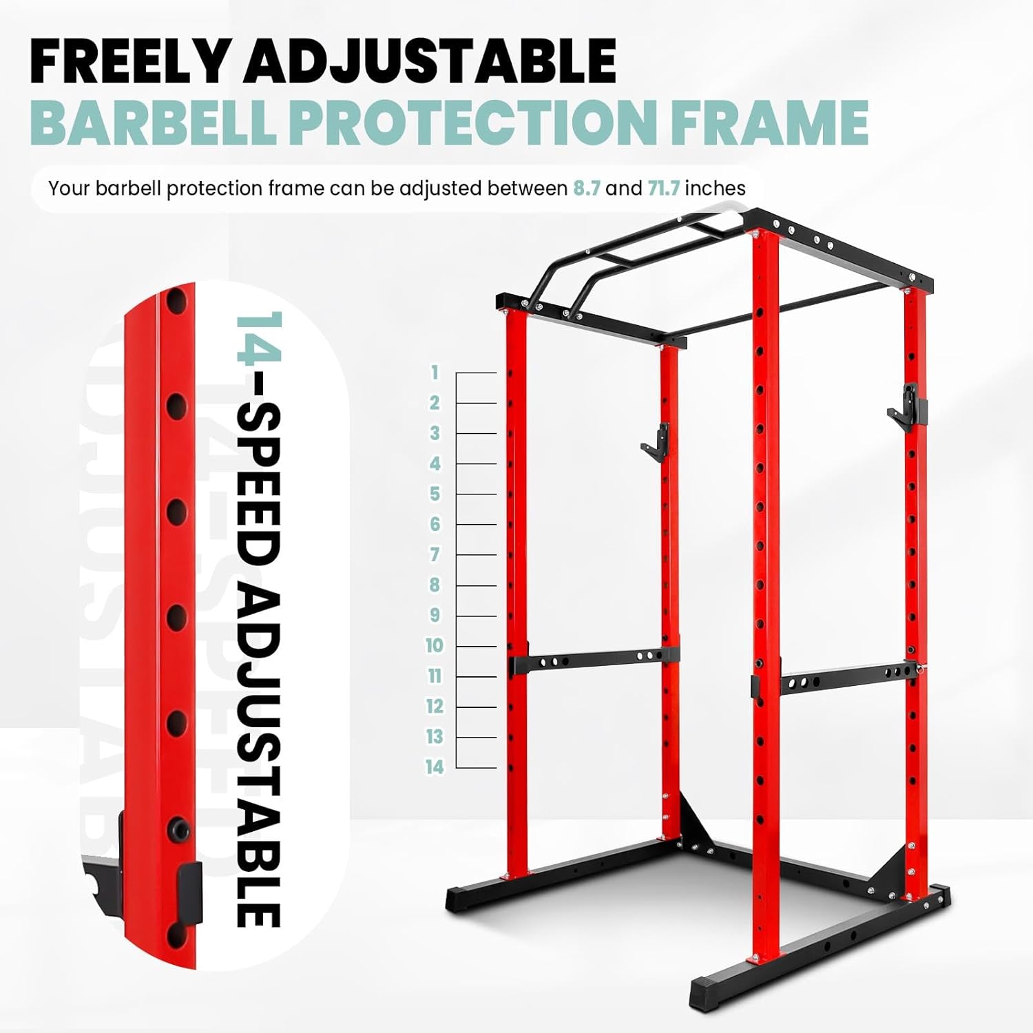 Multi-Function 1200lbs Capacity Power Cage for Strength Training, Angled Pull-Up Bar Power Racks for Home Gym, Squat Rack for Home Gym & Garage Workout