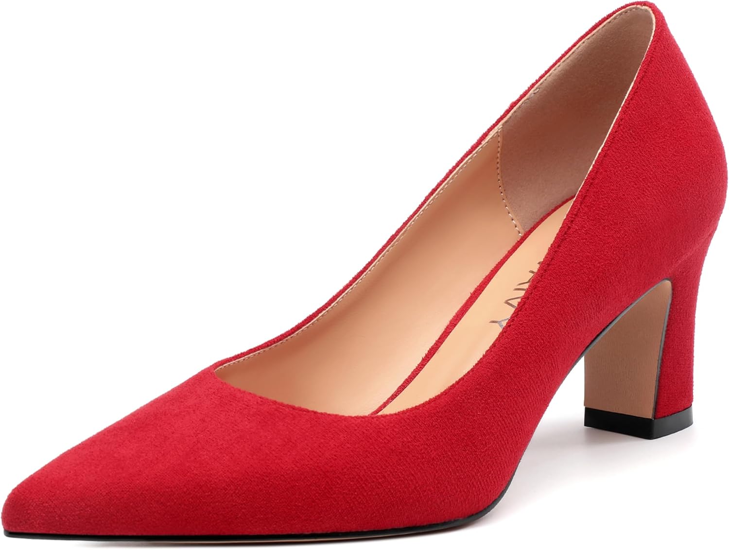 Women's Pumps, Pointed Closed Toe Fashion Chunky Heels, Slip On Mid Heel Shoes for Women