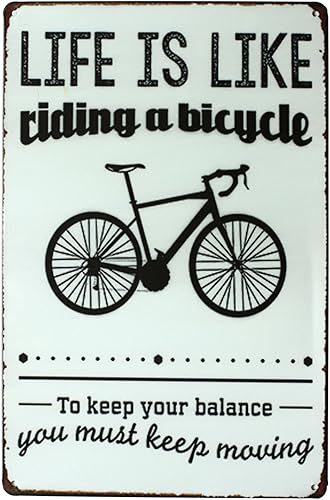 SUMIK Life is Like Riding A Bicycle You Much Keep Moving, letrero de metal de hojalata, placa de póster de arte vintage, decoración de pared para el