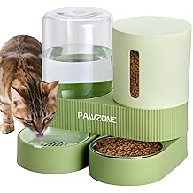 2 Pack Automatic Cat Feeder Stainless Steel Water Dispenser Gravity Food Feeder and Waterer Set with Pet Food Bowl for Small Medium Kitten Puppy Pets Large Capacity(Green)