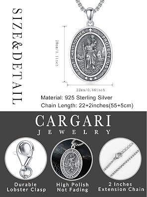 925 Sterling Silver St Michael/St Raphael/St Jude/St Christopher/St Benedict Crucifix Pendant Necklace Religious Amulet Jewelry Gift for Men Women