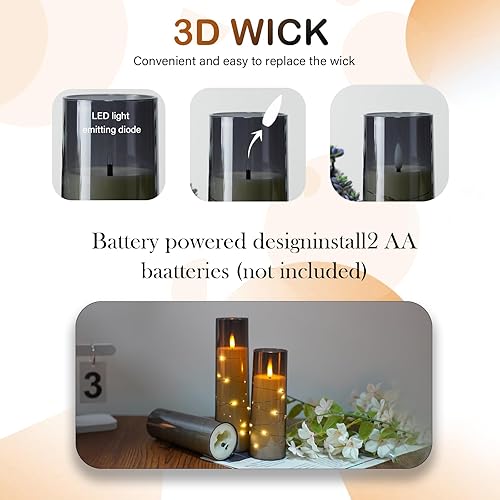 Miniatura 2 de kakoya Velas LED sin llama con temporizador, 9 velas parpadeantes sin llama para ambiente romántico y decoración del hogar, carcasa acrílica