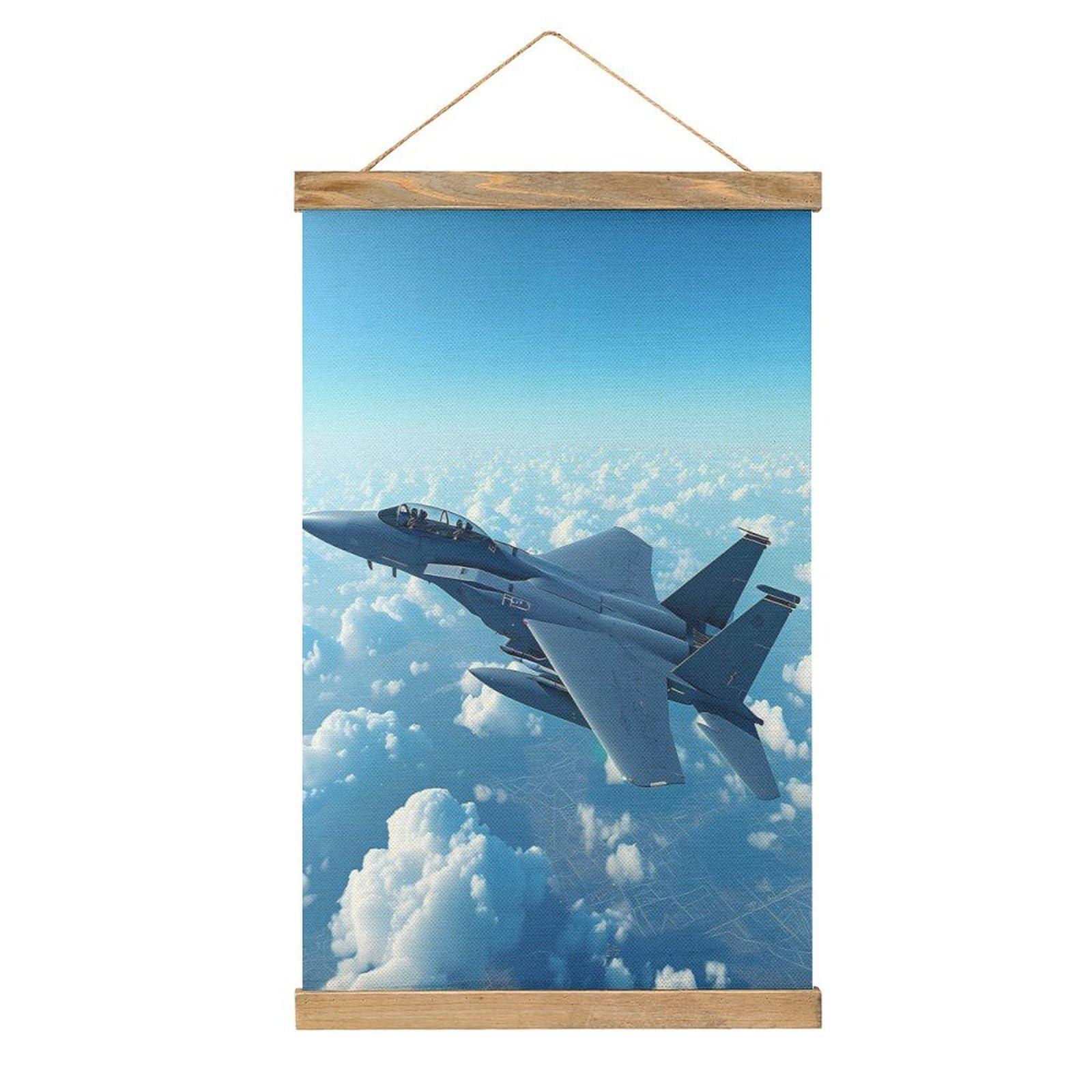 CGSBNGHA F-15 Eagle Jet Plane Wall Art Prints Linen Hanging Painting Scroll Paintings Pictures Decor for Home