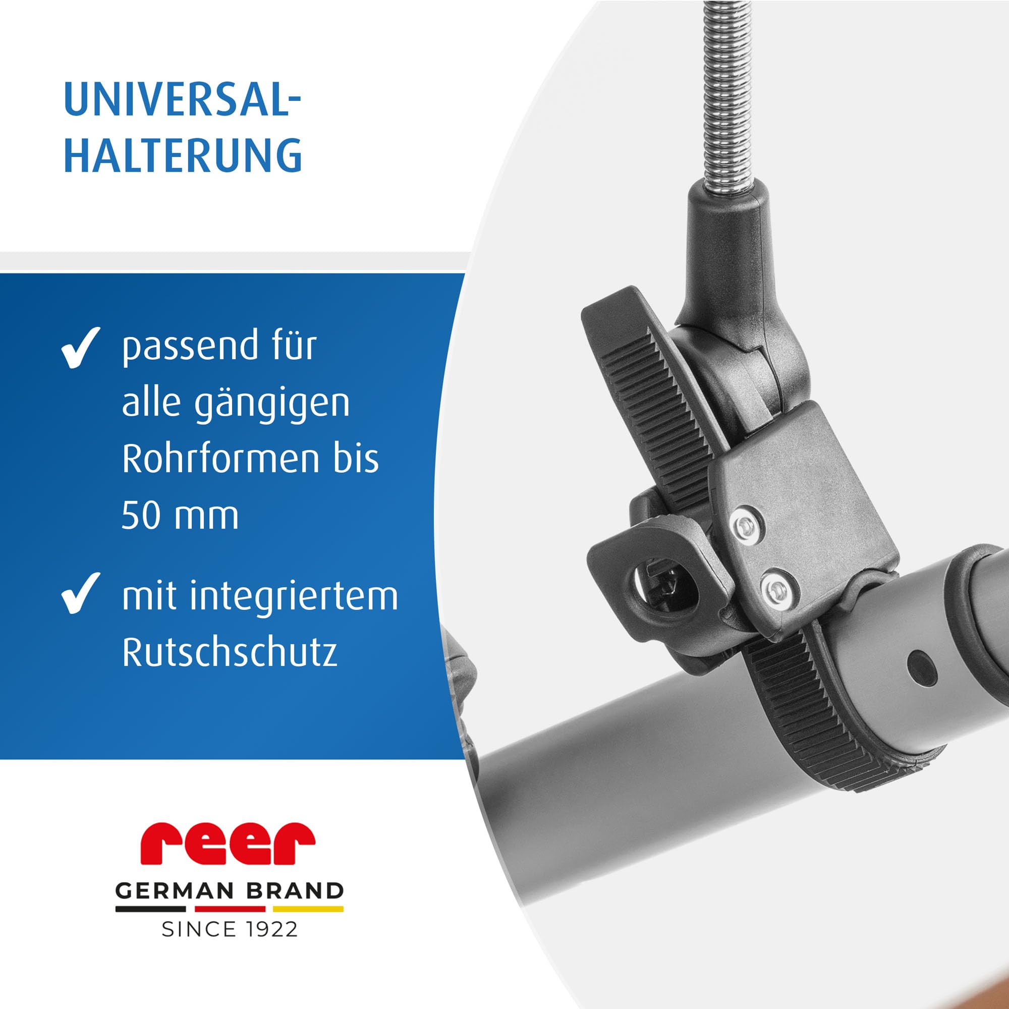 reer ShineSafe Kinderwagen-Sonnenschirm | UV-Schutz (UPF 80+) | universal passend für Kombi- & Sportwagen | Sonnenschutz mit Drehgelenk | aus 100% rPET-Polyester | Einfache Anbringung | Grau-Melange
