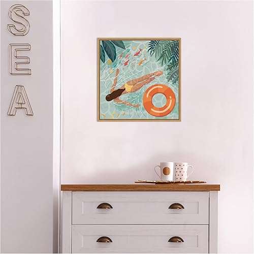 Miniatura 7 de Amanti Art Lienzo enmarcado para pared, 16 x 16 pulgadas, diseño de chicas de playa IV por Janelle Penner, lienzo enmarcado para pared, obras de