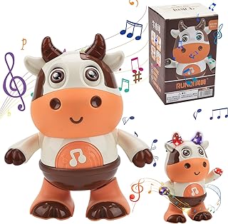 Pipihome Dancing Duck Toy, Baby Crawling Walking Musical Toys with LED Colors Lights, Dancing and Singing Musical Duck with Led Lights, Interactive Toys for Toddler Boys Girls Gifts (Cows)