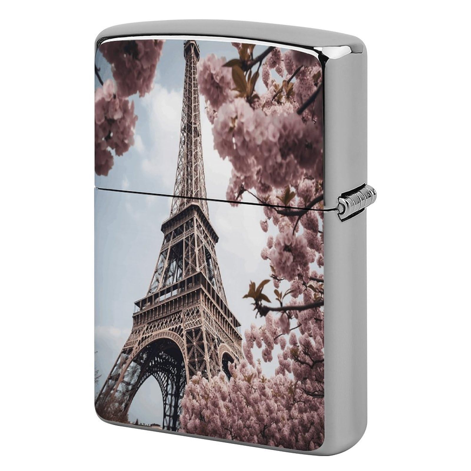 Fodpand Style Eiffel Tower Blossoms Metal Lighter Case Cover Lighter Sleeve