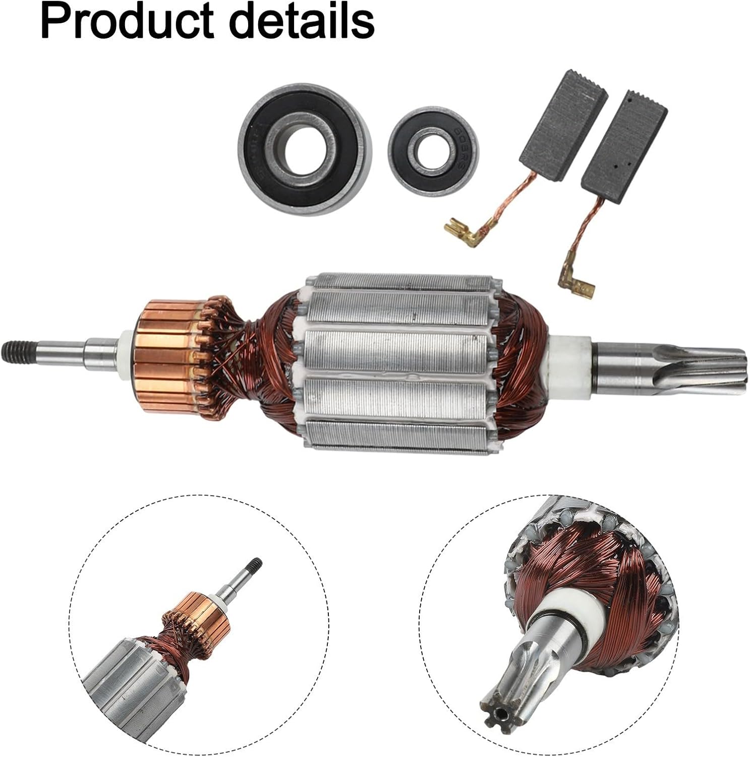 Armature Replacement Kit For ROTOR Including Carbon Brushes & Bearings, Fits For HR4010C/HR4001C/HR4011C 5pcs