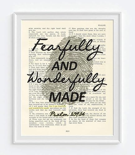 Miniatura 3 de Página bíblica vintage, versículo bíblico escritura, hecho temerosamente y maravillosamente, impresión artística del Salmo 139:14, sin marco, póster