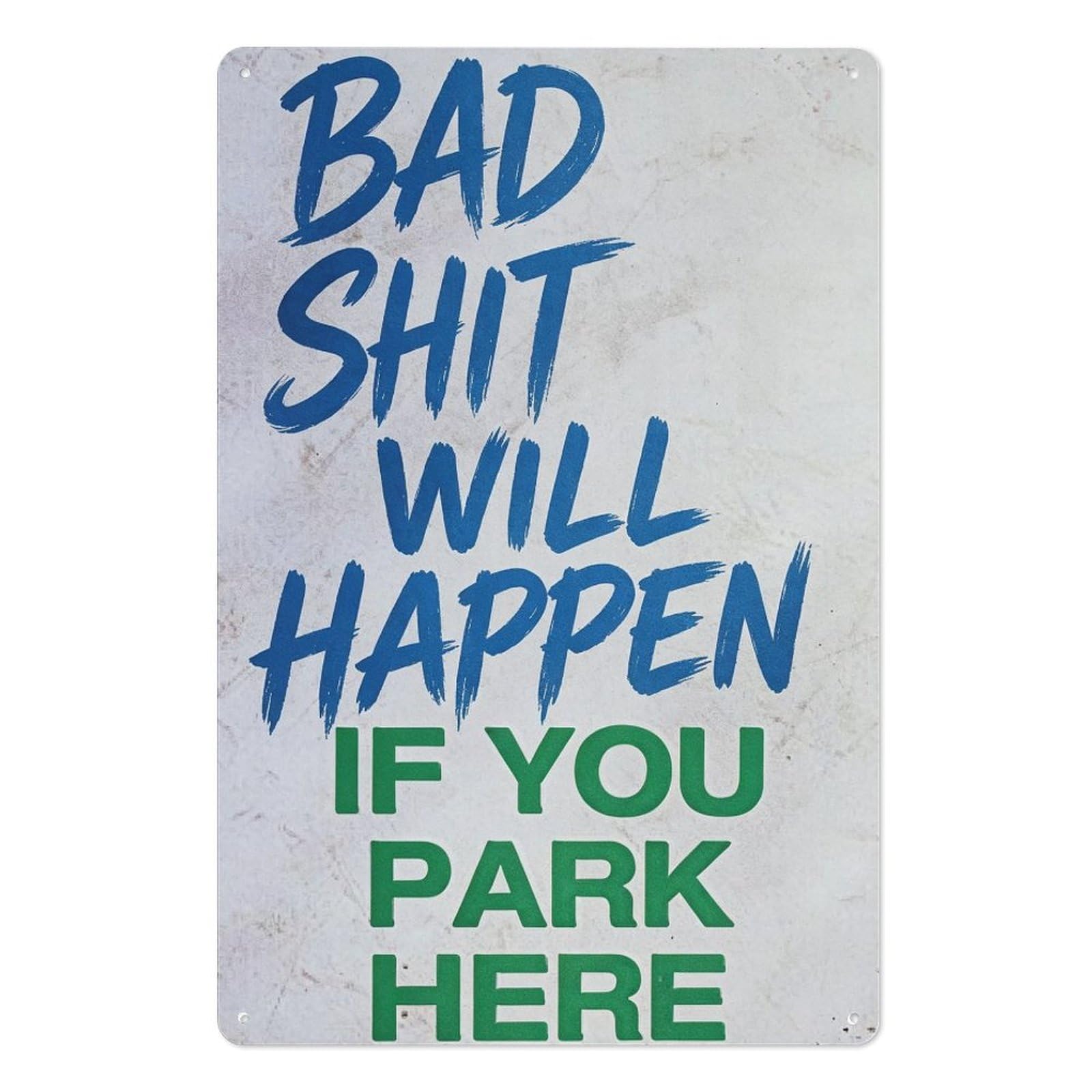 peiyeety Funny No Parking Metal Tin Sign 8x12 Inch, Vintage Warning Wall Decor Wall Art Plaque for Garage Driveway Workshop Man Cave Outdoor Parking Area