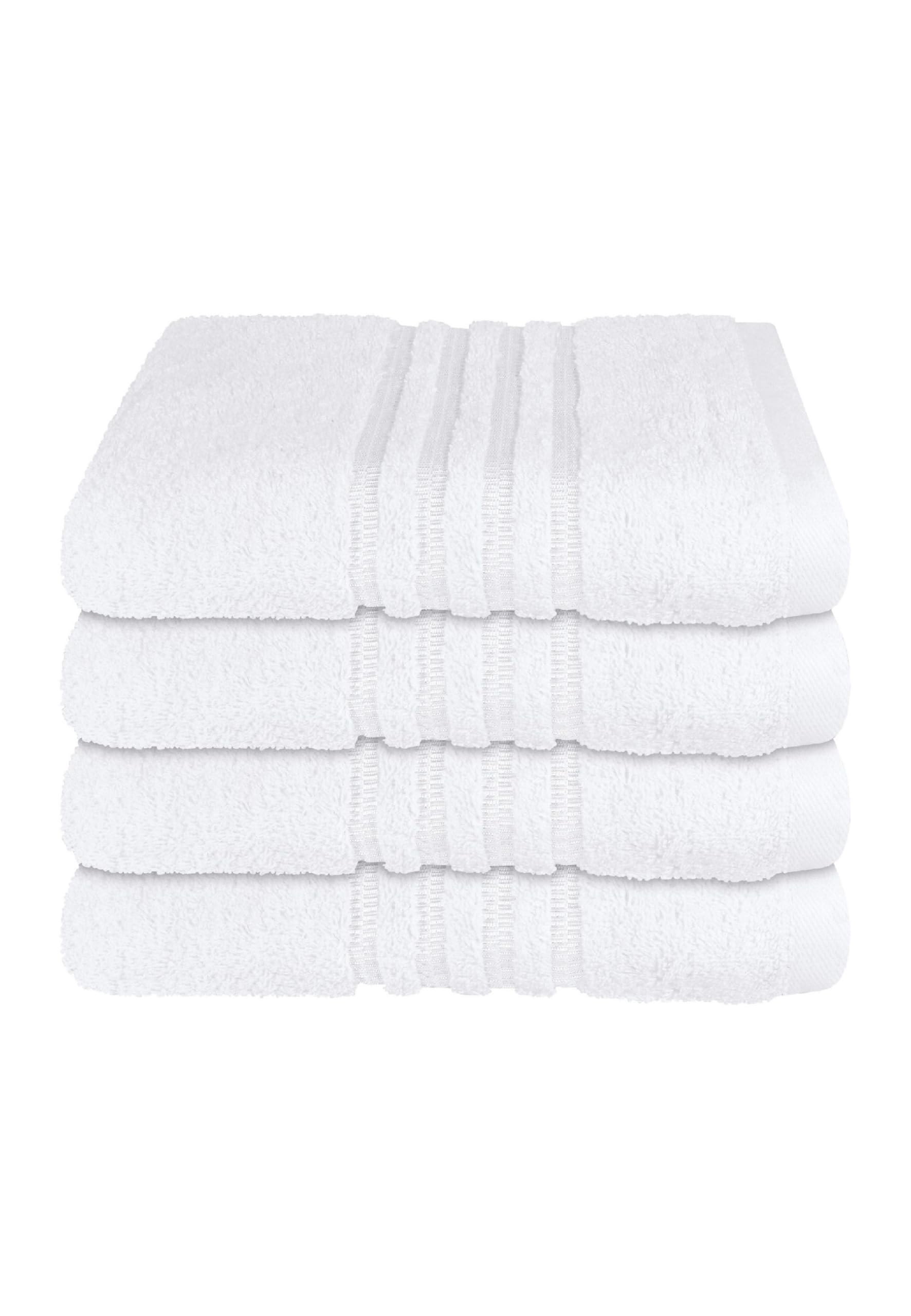 Schiesser Handtuch | 4er Set | 100% Baumwolle | Weiß | Hoch-Tief-Optik