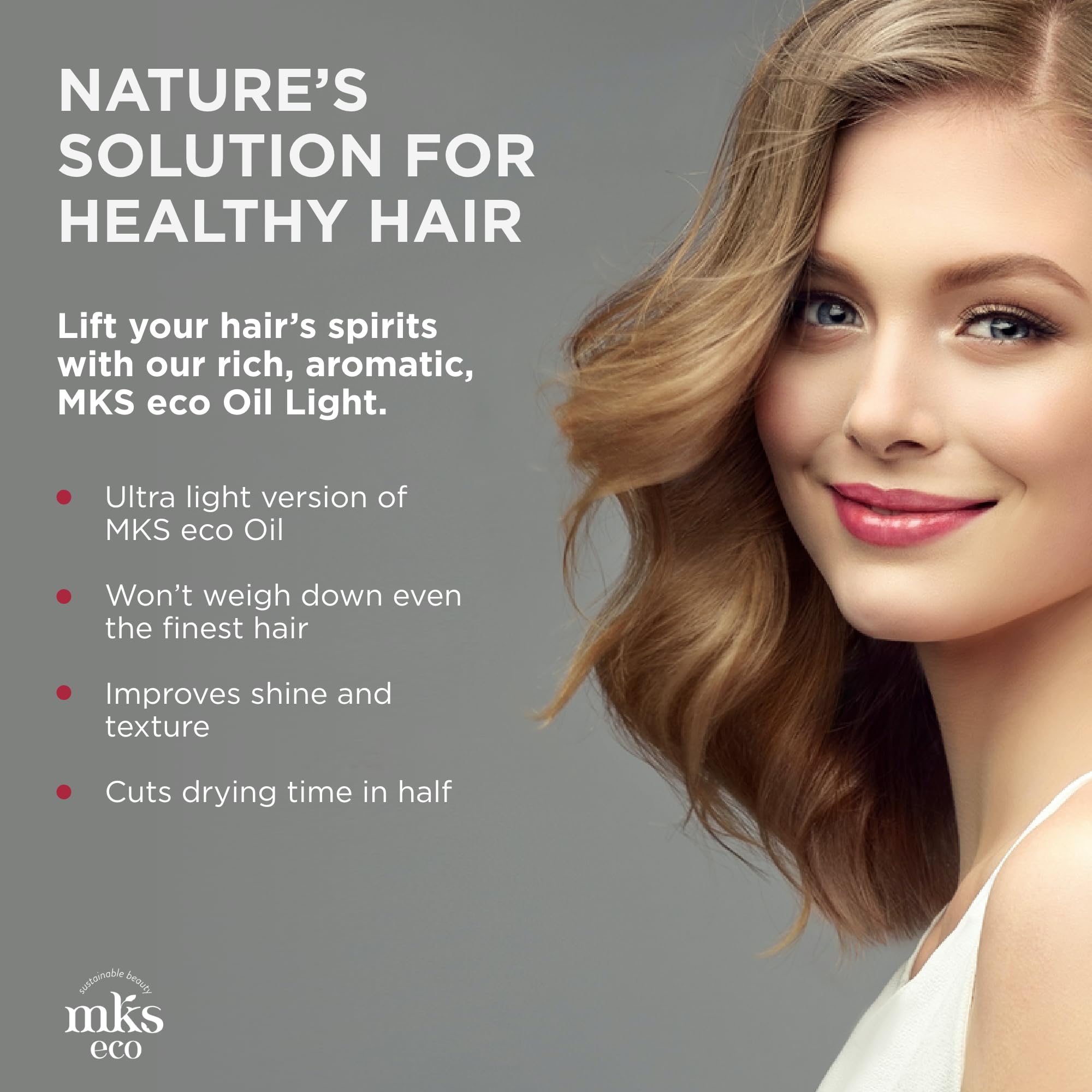 MKS eco Huile Légère, Originale - 2 fl oz - Élixir coiffant - Huile d'Argan du Maroc, Huile de Graines de Chanvre - Idéal pour cheveux fins - Hydrate, nourrit les cheveux et contrôle les frisottis