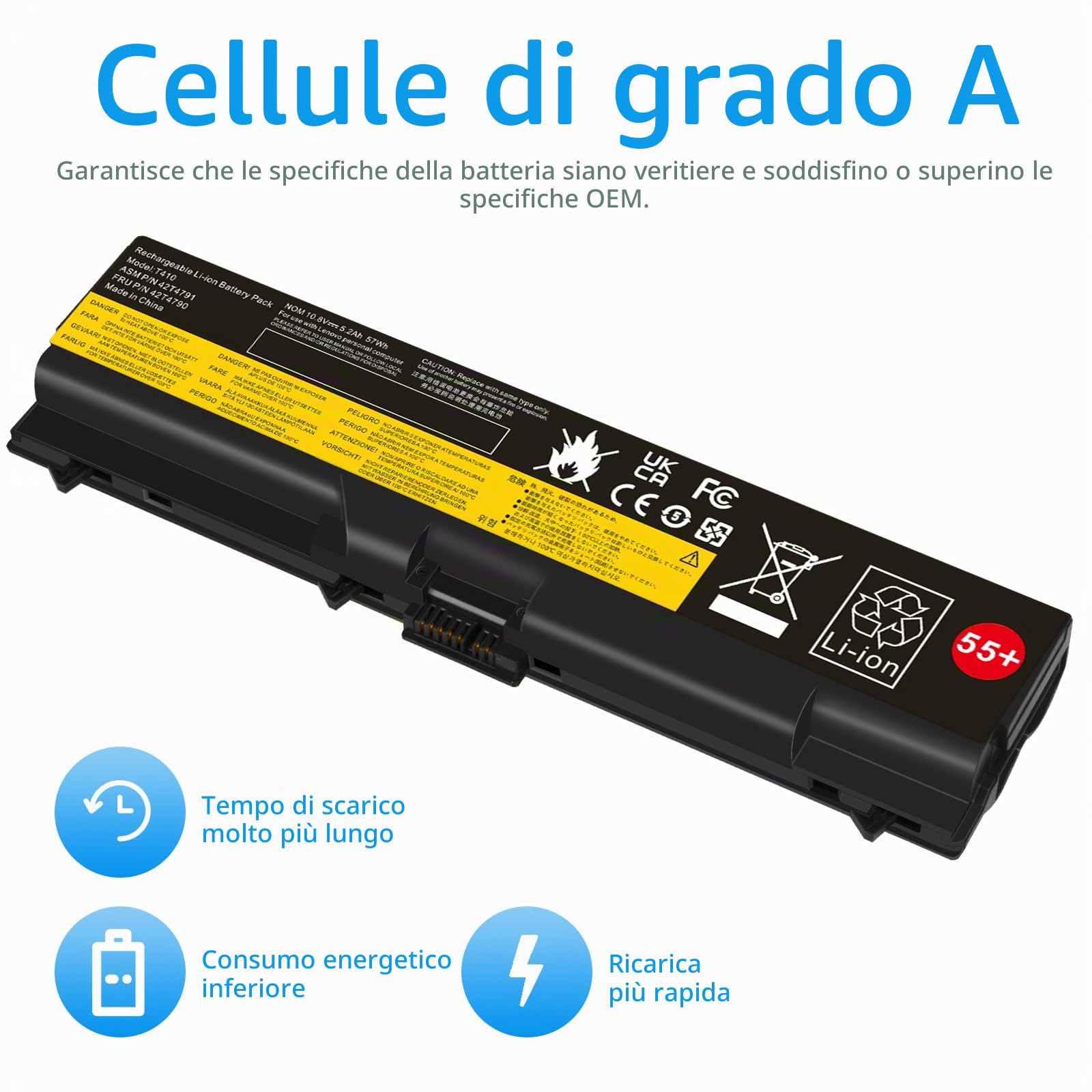 ASUNCELL Batteria per laptop compatibile con ThinkPad Edge ThinkPad Edge 15 "E420 E425 E520 E525 L410 L412 L420 L421b ThinkPad L510 L512 L520 SL410 SL510 T410 T410i T420 T510 T510i T520 T520i