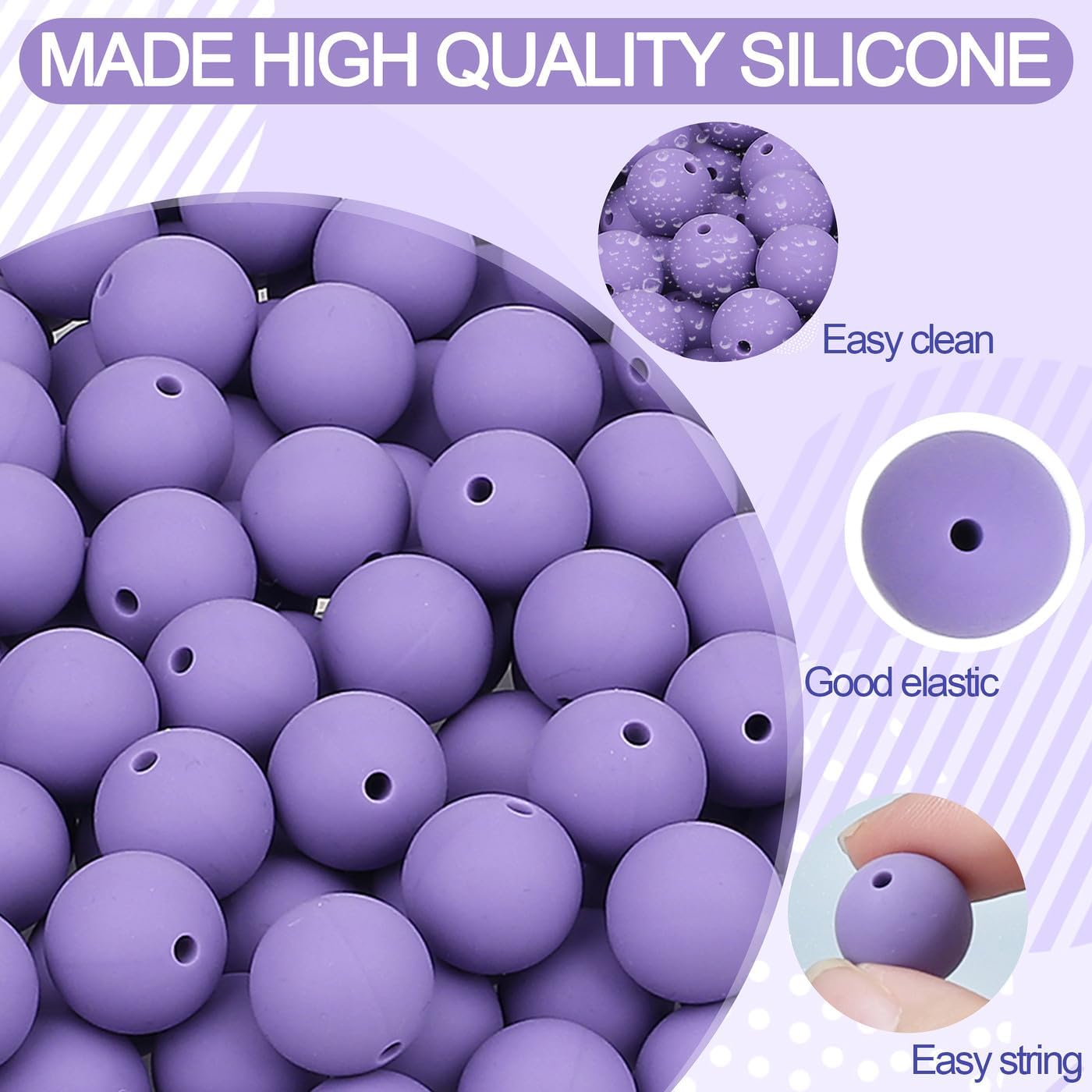 MAIBAOTA 120 Pcs 15 mm Purple Silicone Beads for DIY Crafts Making image 4