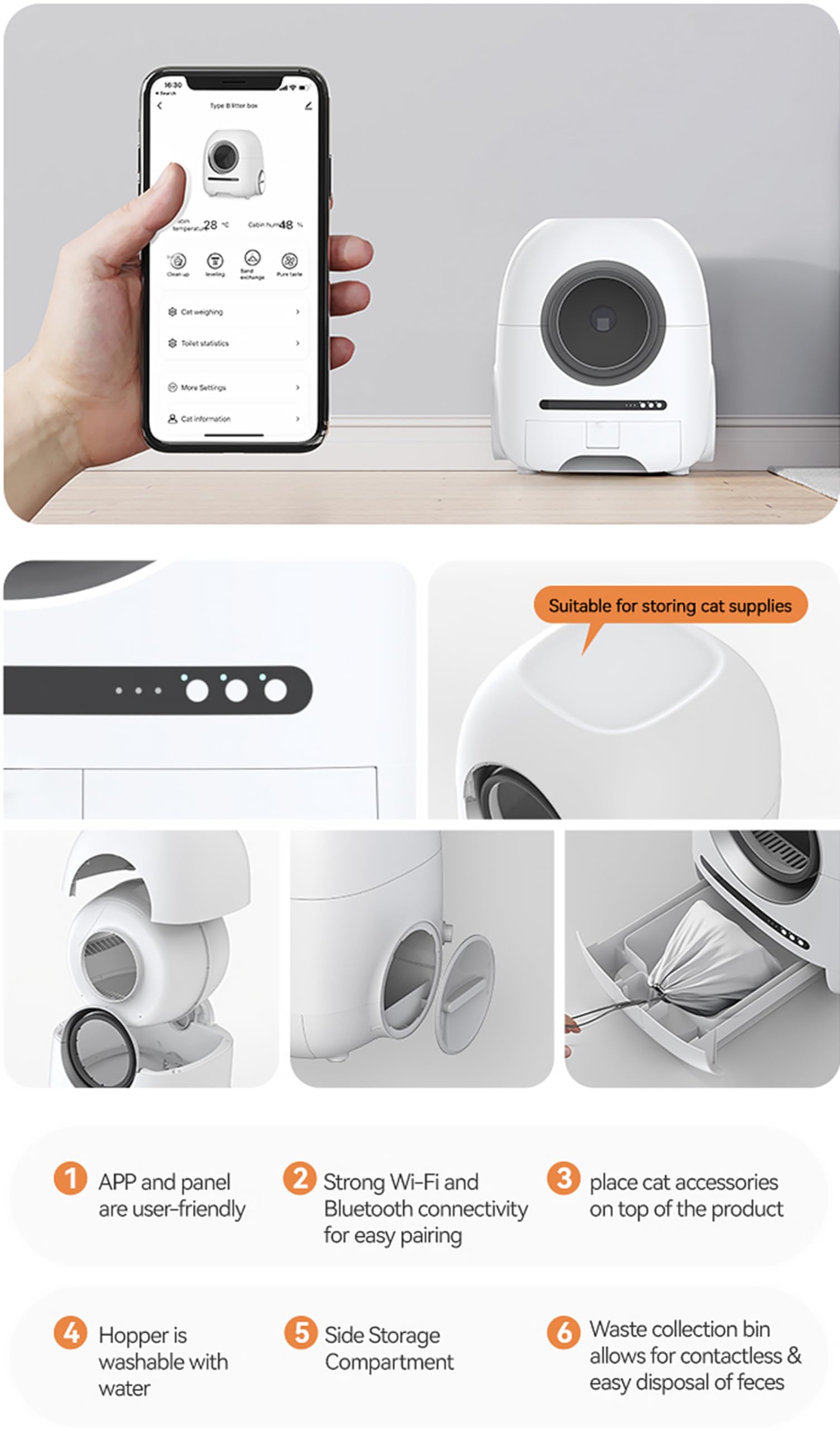 Amazon.co.jp: 自動洗浄猫トイレトレイ、APPリモートビデオ 