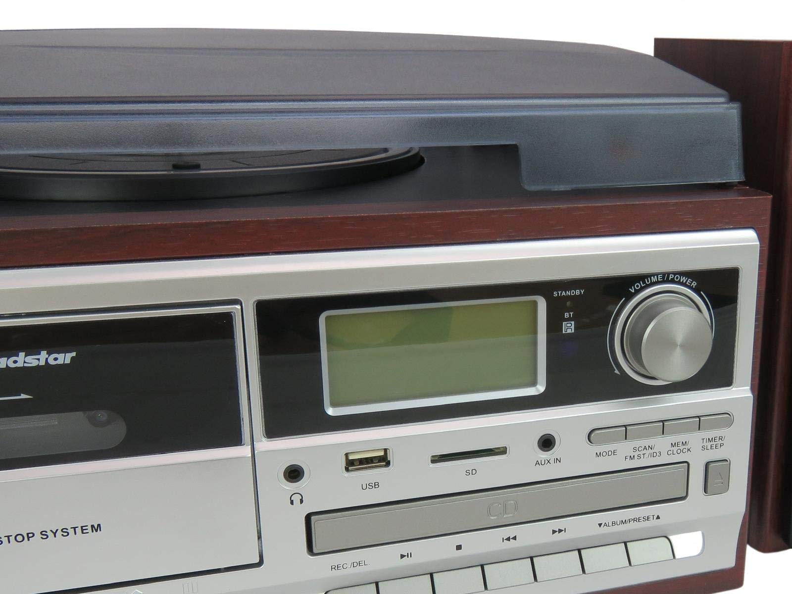 Roadstar HIF8892 EBT Brown Wooden Retro HiFi System 33 /45 /78 rpm Turntable Record Player with