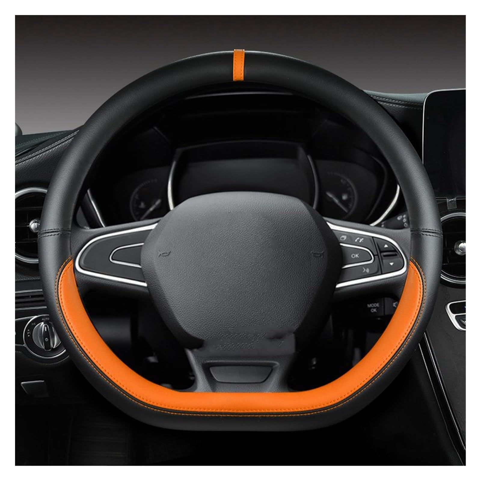 Steering Wheel Wrap For Logan For Laguna 2 For Kadjar For Scenic 2 Auto Accessories 38cm Car Steering Wheel Hubs Steering Wheel Sleeve(Size:ORAGE D SHAPE)