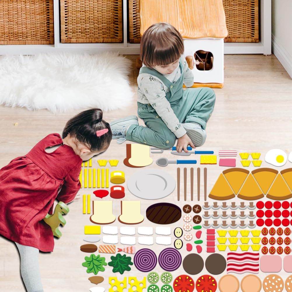 BEUNITONE 130 Pcs Felt Fruits and Vegetables Learning Pieces My Plate Precut Flannel Felt Board Figures Preschool The Very Hungry Precut Pieces for Flannel Board Gifts