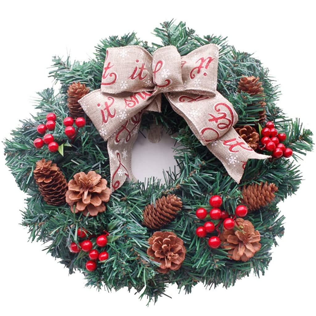 Christmas Gifts 15.7 "Ghirlanda di Natale Pigne Artificiale Corona di Natale con Simulazione Tessuto Bow Ghirland for Decorazioni for Vacanze Christmas Ornament Decoration