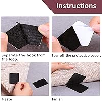 Vista 4 de Tiras autoadhesivas de cierre de de 2 x 4 pulgadas, cinta adhesiva de montaje de doble cara negra para organización de oficina en casa (12 pares)