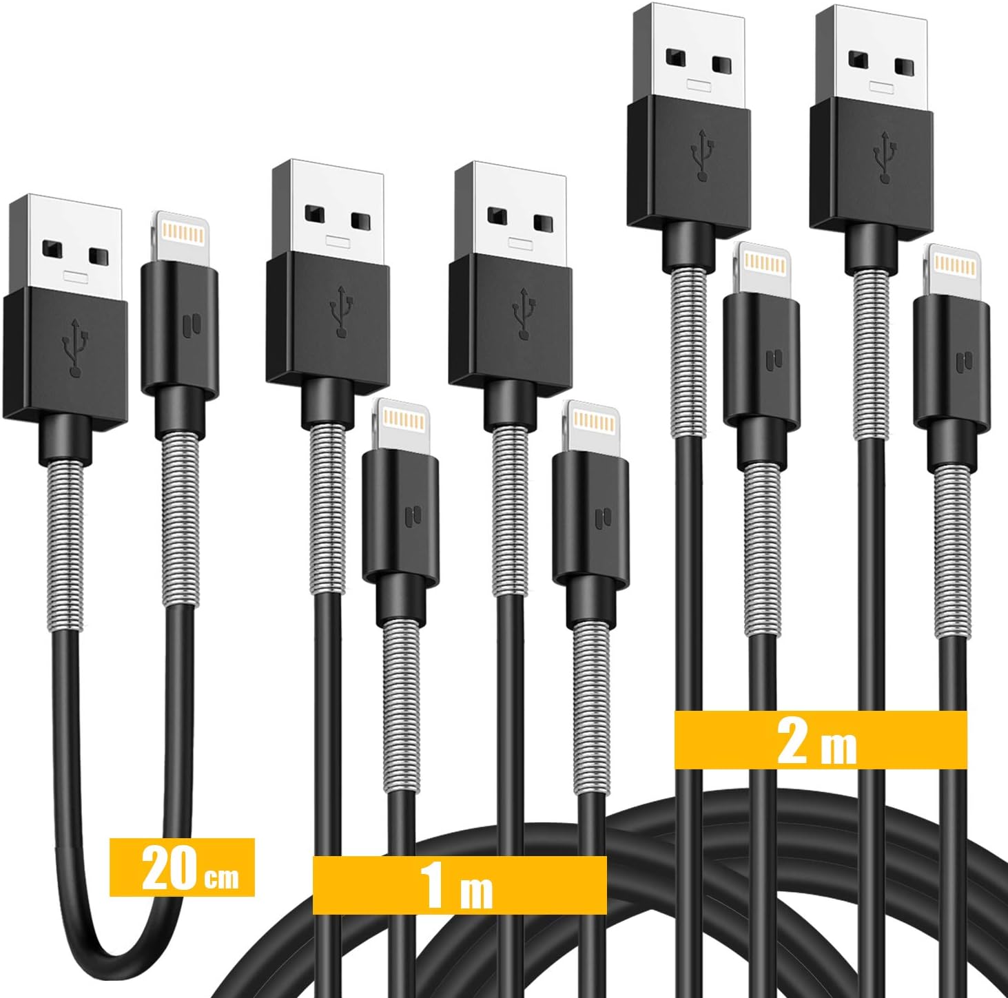 iPhone Charger, Lightning Cable 5Pack (1/3/3/6/6FT) Spring Long iPhone Charging Cable iPhone Charger Cord Mfi Certified Compatible for iPhone XS/Max/XR/X/8/8Plus/7/7P/6S/iPad/iPod/IOS