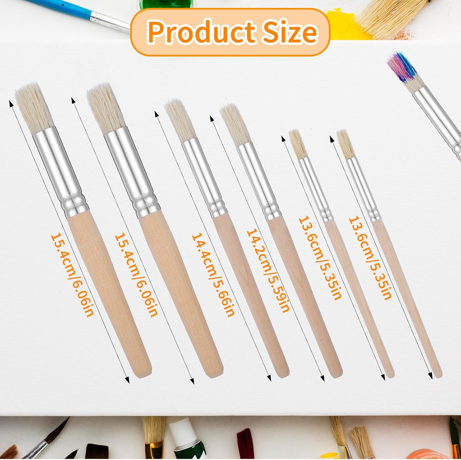 12Pcs Wooden Stencil Brushes Set, Stencil Brush Bristle Paint Brushes for Painting on Wood Wall Stencils Projects Card Making DIY Crafts Acrylic Oil Watercolor