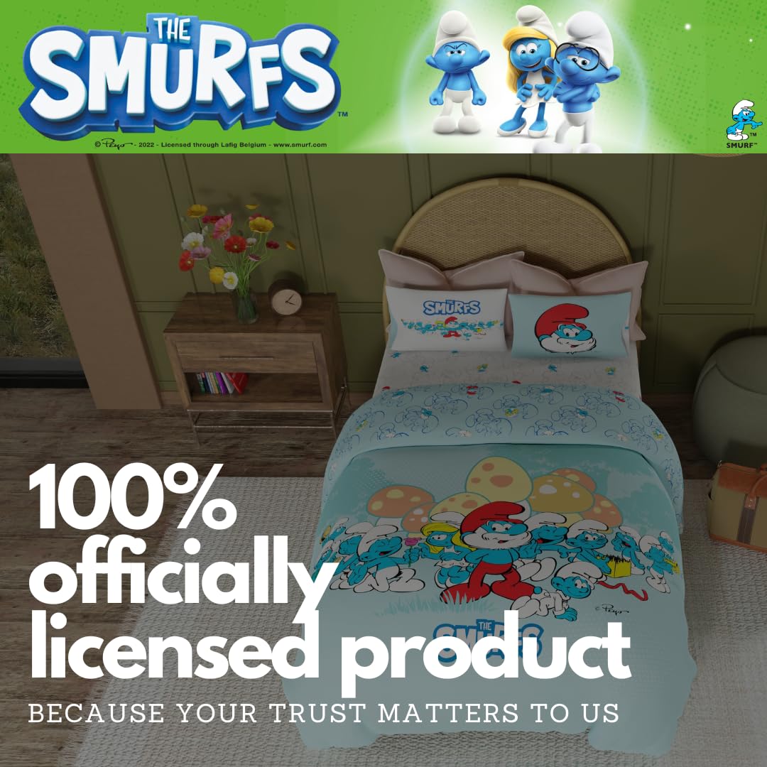 SMURFS スマーフ シングル　寝具セット Franco The Smurfs Bedding Super Soft Cozy Reversible Comforter and