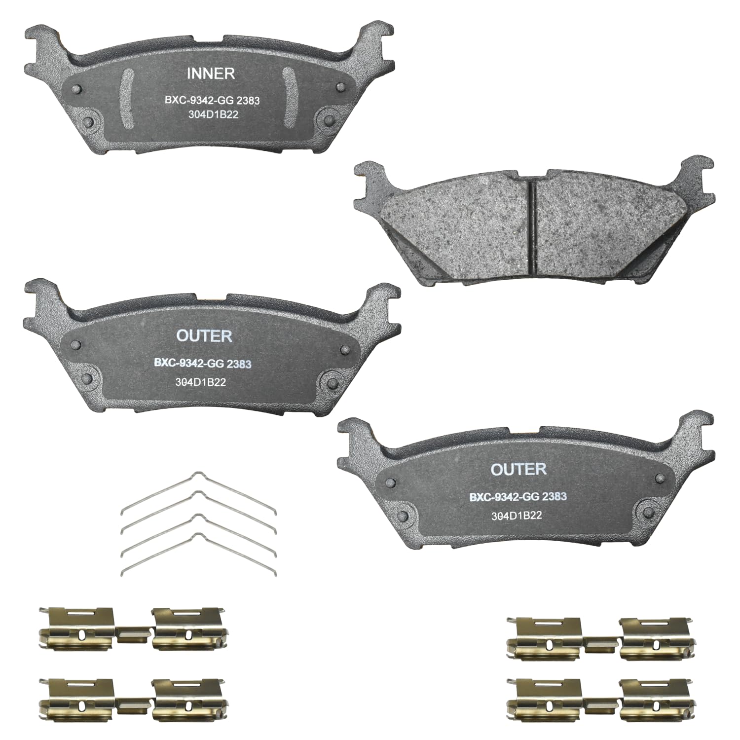 Bendix Premium SBC2383 Ceramic Rear Brake Pads for Ford Expedition 2024-2023, F-150 2023-2021, F-150 Lightning 2022, Lincoln Navigator 2024-2023