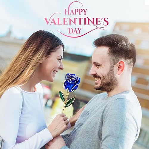 Miniatura 7 de LOVCAS - Rosa bañada en oro, rosa de oro de 24 quilates con rosa de tallo largo y soporte de cristal, regalo de rosas para aniversario, cumpleaños,