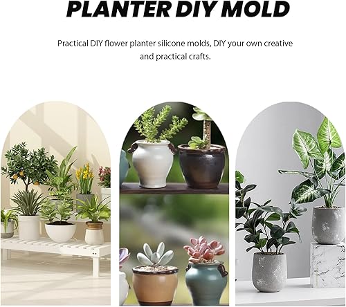 Miniatura 8 de Moldes de silicona, 1 juego de moldes para maceta, cilindro, molde de silicona, posavasos redondos, molde de silicona, molde de platillo de resina,