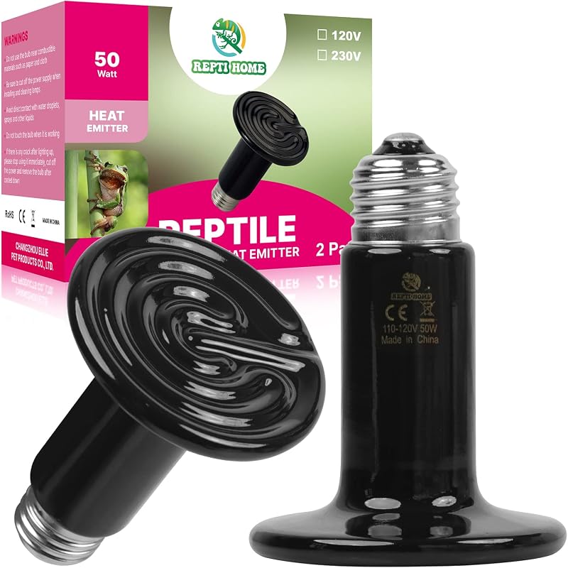 Lâmpada de Aquecimento Cerâmica para Terrário REPTI HOME 50W, Soquete E26, Pacote com 2