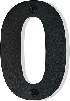 4 Inch High Black Stainless Steel House Numbers or Mailbox Numbers- Modern Flush Screw Mount/Weatherproof/Rustproof/Easy to Install/Perfect for Home, Office, or Outdoor Address Number 0