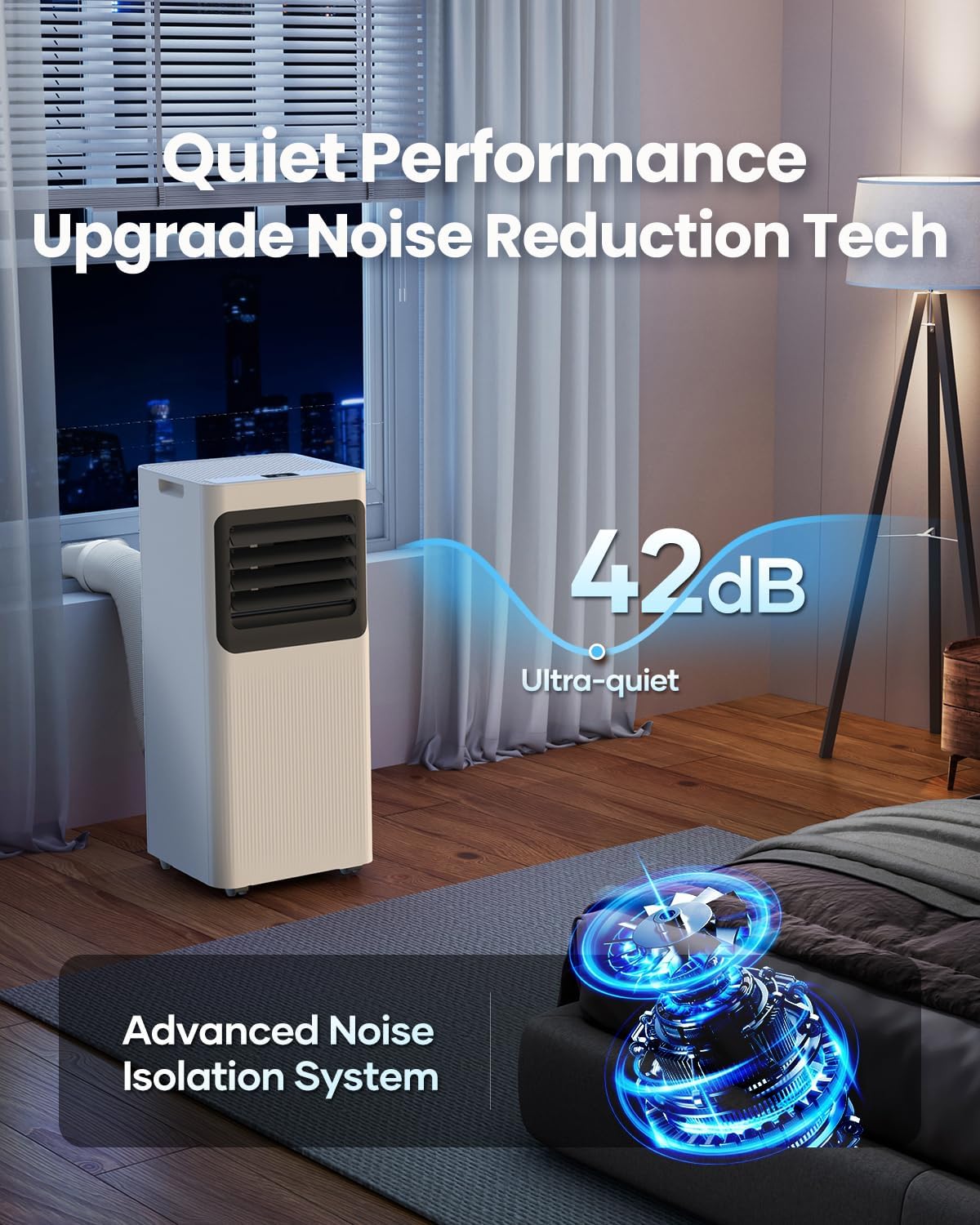 Portable Air Conditioner 12000 BTU 5 in 1 Wifi Smart, APP & Remote Control, Cooling Dehumidifier Fan Sleep Mode, 24H, Window Installation Kits Included, Large Indoor Room