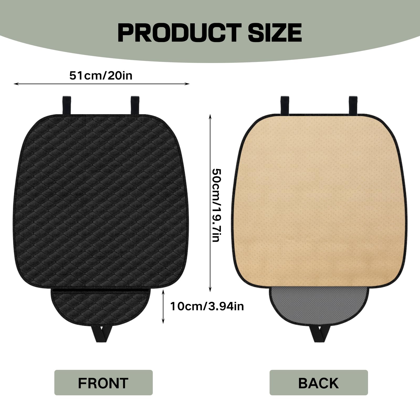Lot de 2 coussins de siège de voiture antidérapants doux pour siège avant, respirants et confortables, housses de siège conducteur universelles pour SUV, berlines, camions (noir)
