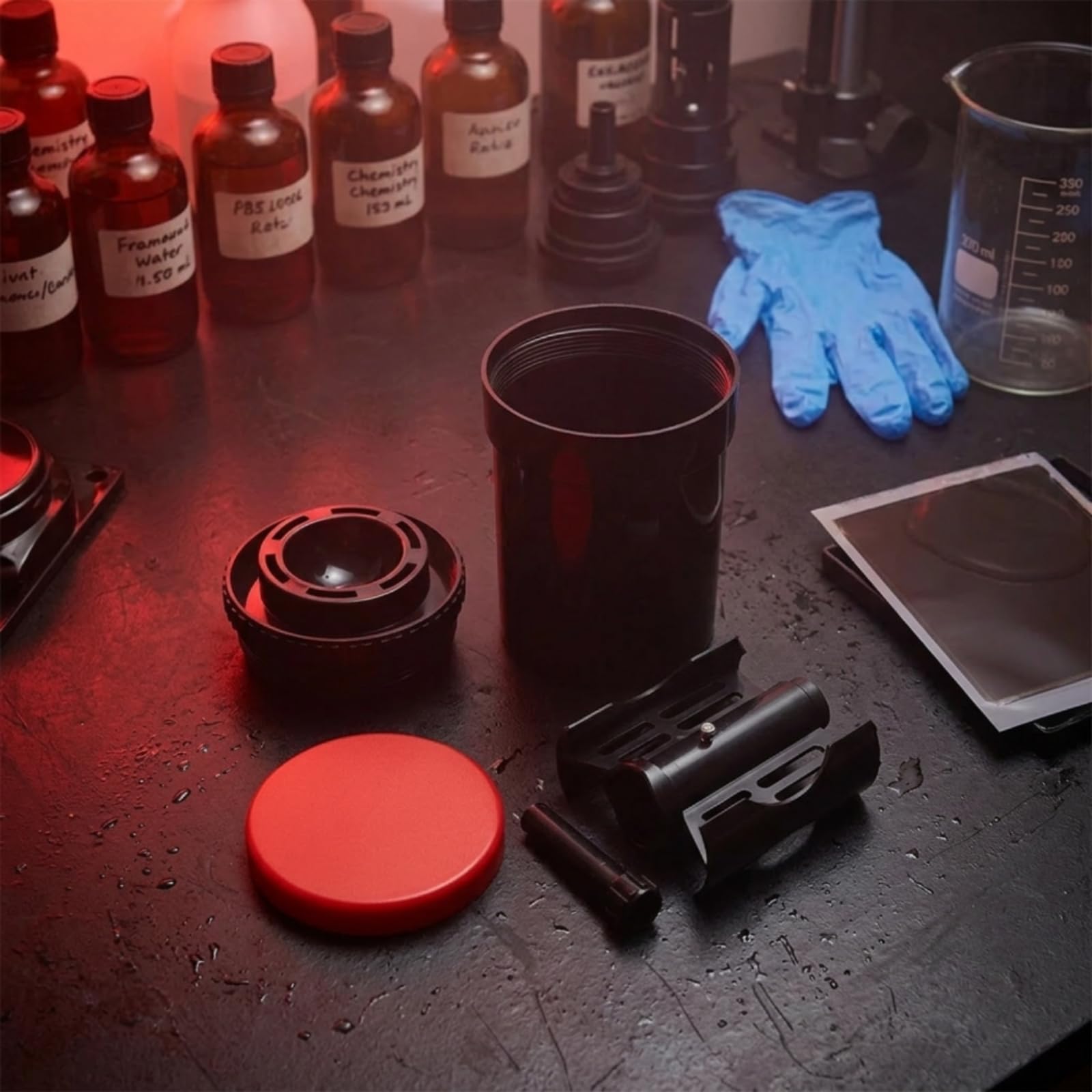 Tanque de de Película Depósito Cubeta con Espiral Plástico Opaque y Capacidad 750 Ml Adecuado para en Hogar Laboratorio Compacto Sesiones de Práctica