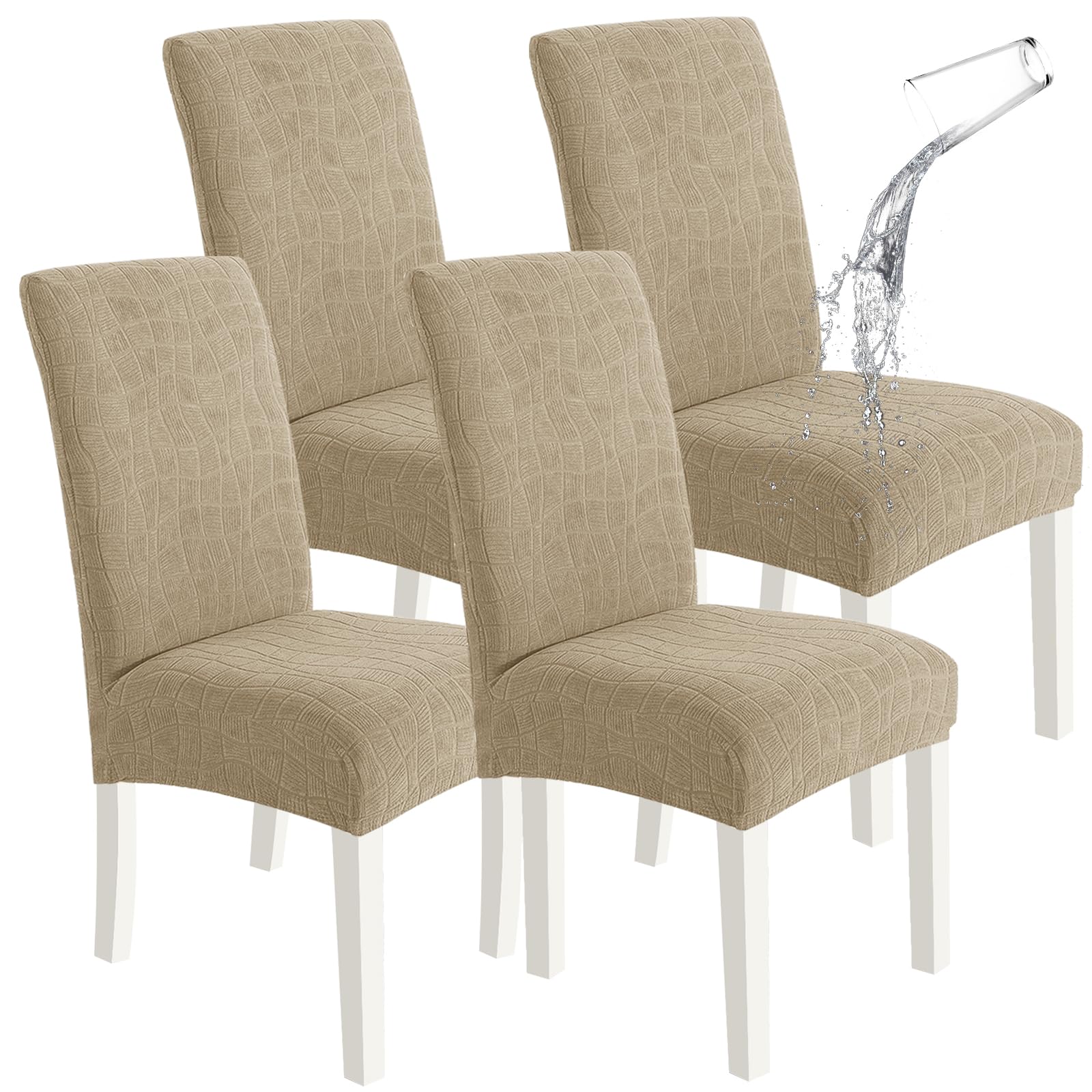 Ystyle Stretch Stuhlhussen 4er Set, Stuhlbezug Elastischer, Khaki