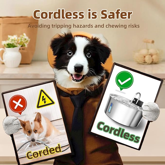 Fuente de Agua para Gatos y Perros Grandes, 7L, Inalámbrica, Acero Inoxidable miniatura 2