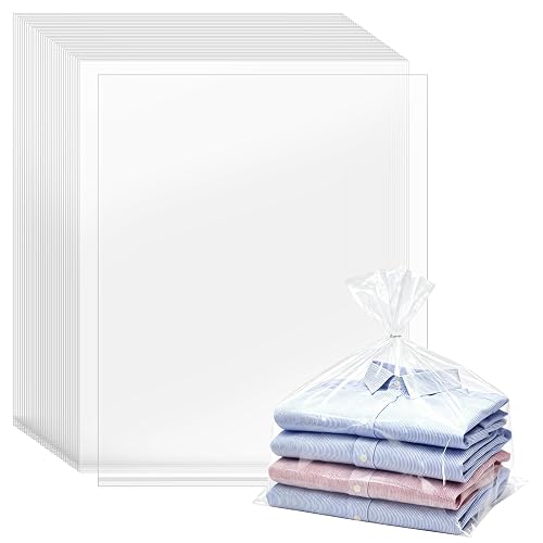 WFPLUS 100 Pack 16 x 20 Inch 1 Mil Clear Plastic Flat Poly Bags