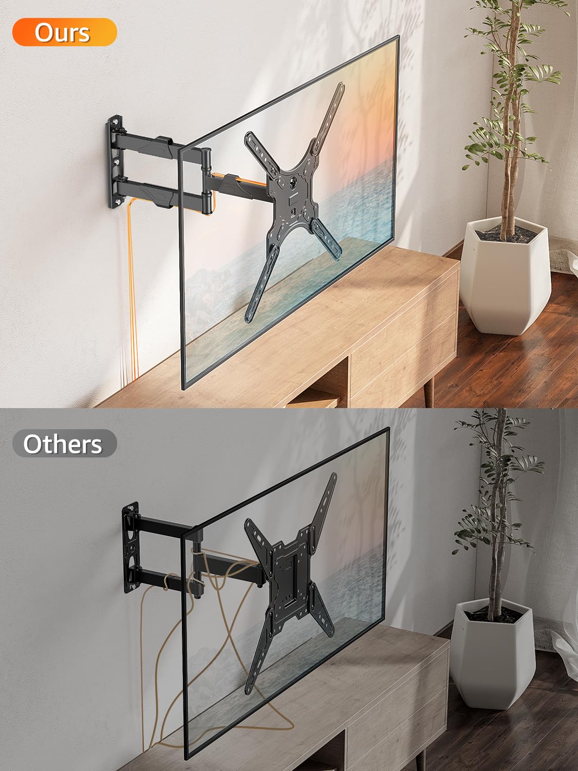 ELIVED Full Motion TV Wall Mount for 26-60" TVs, Max VESA 400x400, 77 lbs. — Amazon image 2