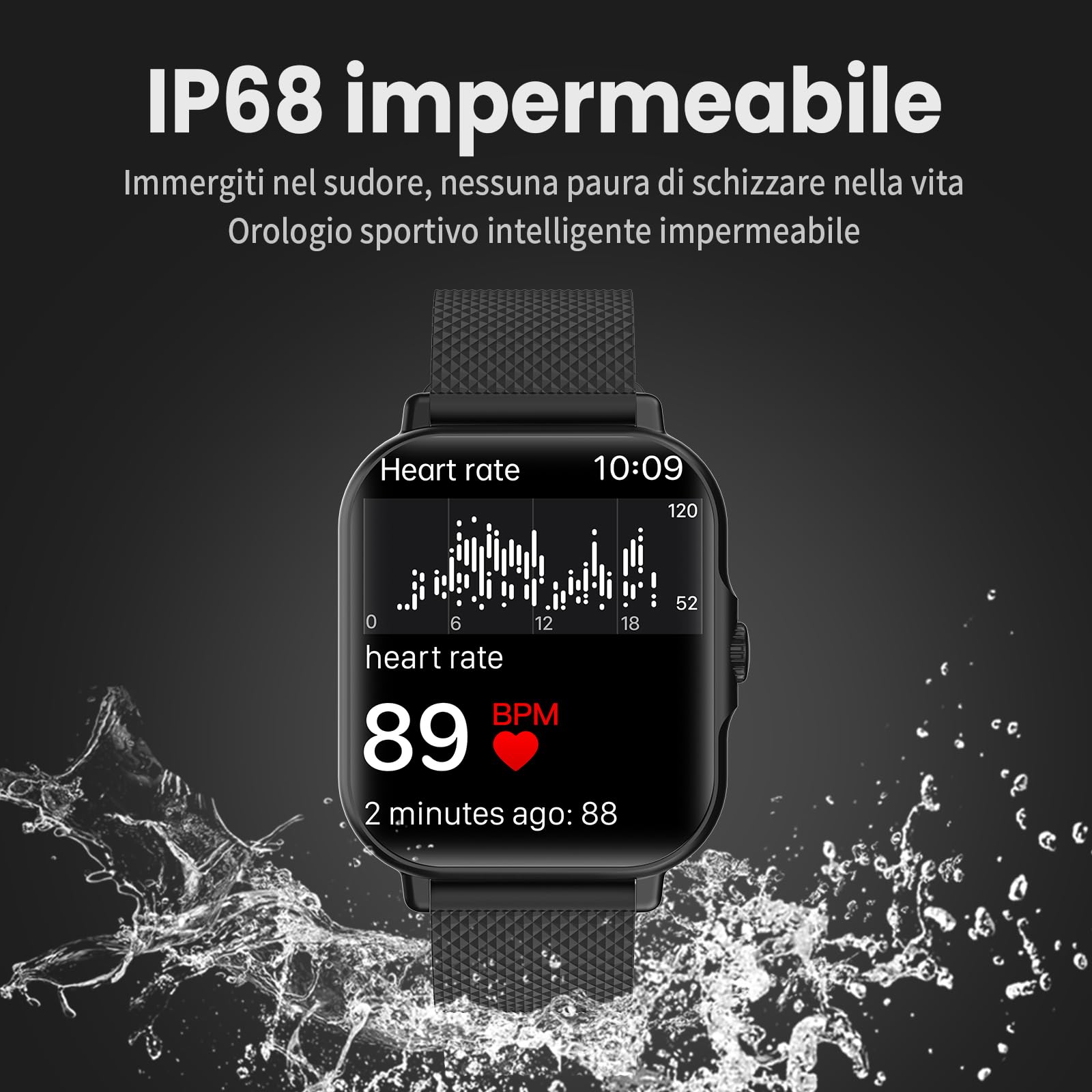 zaisia Smartwatch Uomo Donna, 1,85'' Orologio Fitness con Sonno Cardiofrequenzimetro, Smart Watch con Funzione di Notifica dei Messaggi e Chiamata, IP68 Impermeabile Tracker Fitness per Android iOS