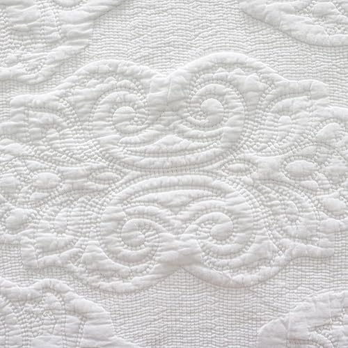 Miniatura 2 de Brandream Manta acolchada de algodón con estampado de cachemira blanca para cama, sofá cama, 47 x 60 pulgadas, mantas decorativas