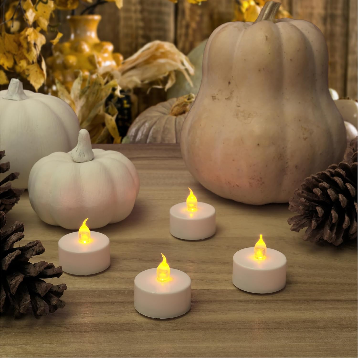 ARORA Flameless Flickering LED Tea Lights Candles Pack of 12, Warm Yellow Votive Battery-Operated Candles for Wedding Anniversary Halloween Christmas