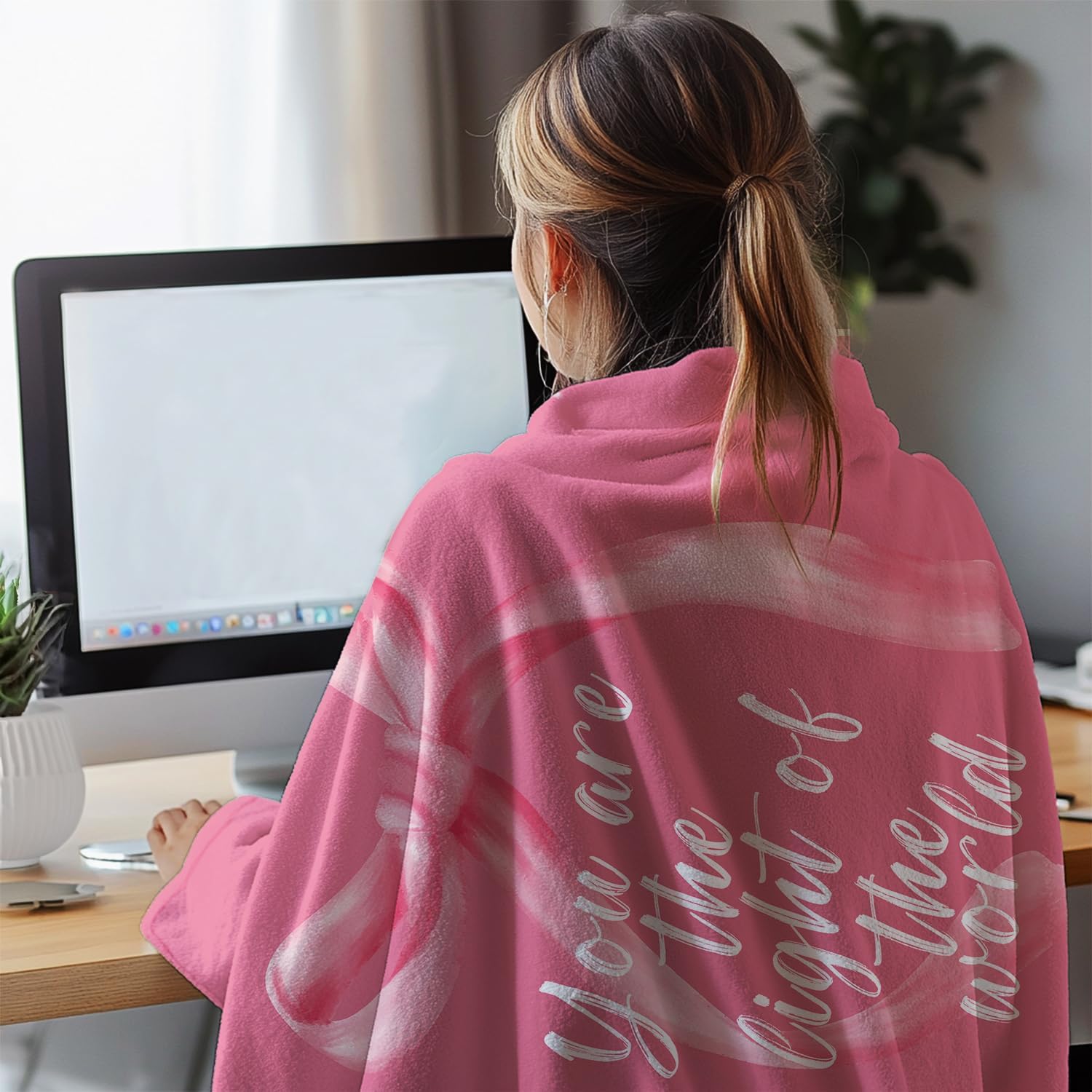 Christian Gifts for Women Blanket, Coquette Pink Bow Bible Verse Throw Blanket, Inspirational Religious Cozy Flannel Blanket, Pink Room Decor Blanket for Sofa Couch Travel Bed, 50x60 Inches - Image 4