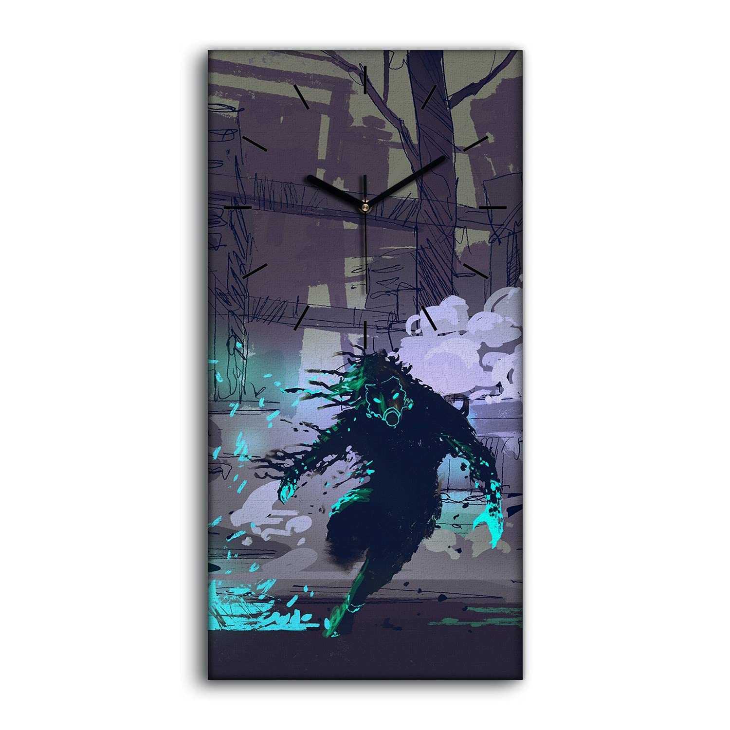 Horloge sur toile silencieuse sans tic tac 30x60cm motif science-fiction