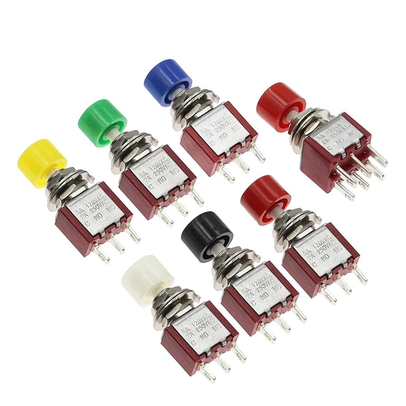 3Pin C-NO-NC 6MM Mini Momentary automatyczny powrót Push Button Switch ON-ON 2A 250VAC/5A 120VAC 3 szt. (zielony)